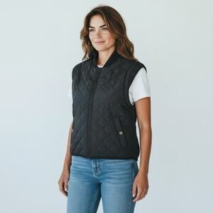 Riding Sport Equestrian Quilted Vest Women's Size M Gray Lined Snap Pockets